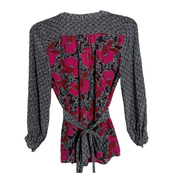 Anthro Edme Esyllte Silk Tie Back Blouse Top Shirt Sz 0 Boho Fairy Romantic Fem - Picture 3 of 9